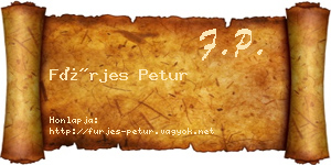 Fürjes Petur névjegykártya